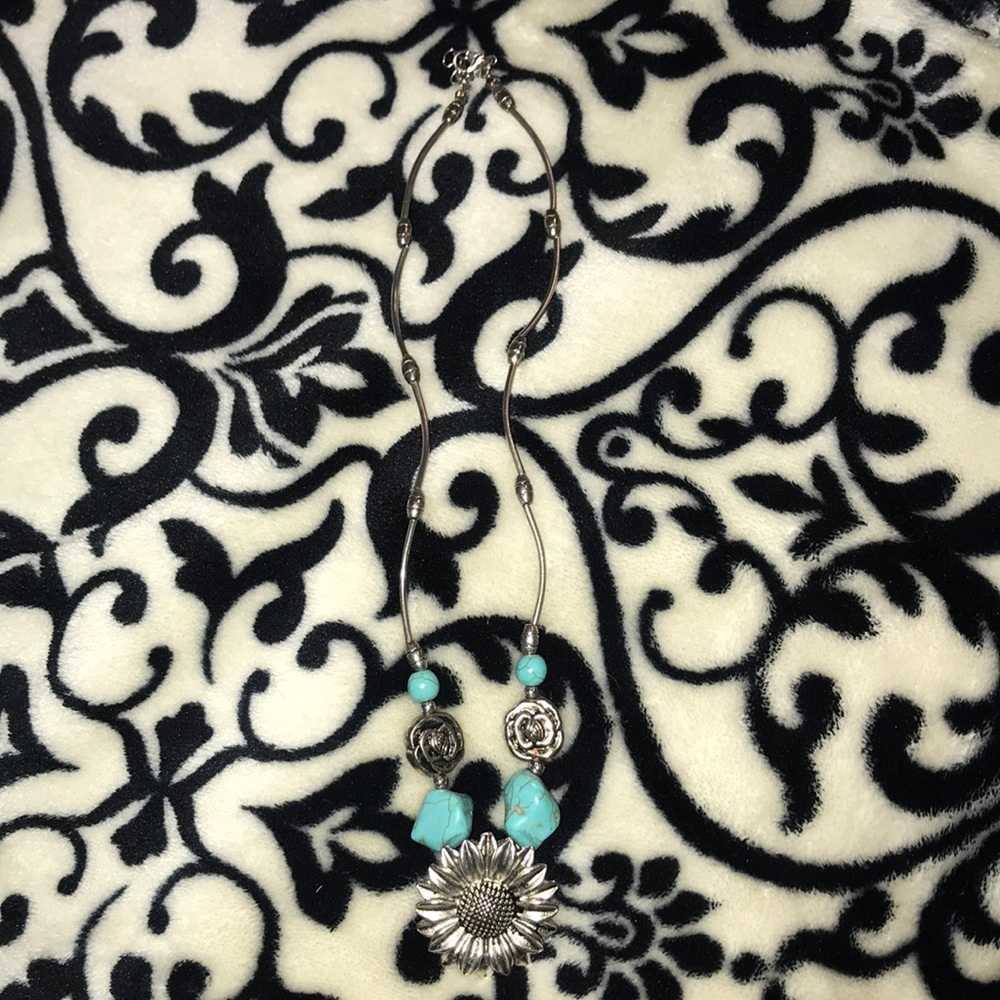 Sunflower & Turquoise Necklace